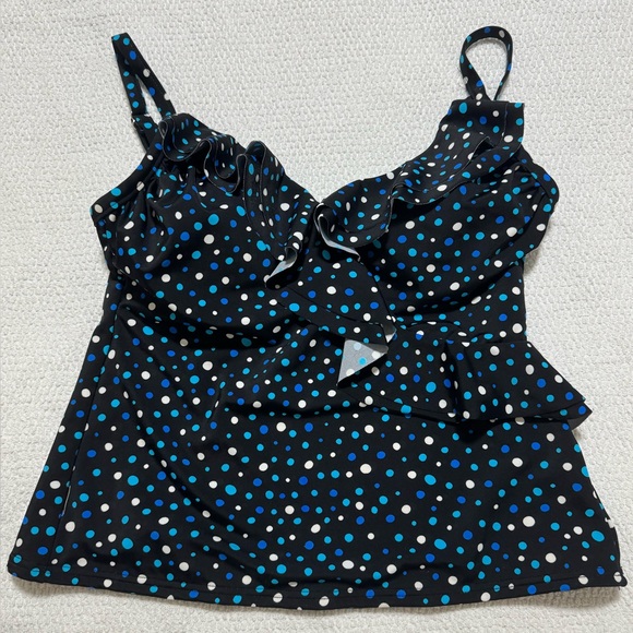 Miraclesuit Women Size 8 polka Dot Swim Tankini Top Ruffle Front - Picture 10 of 10